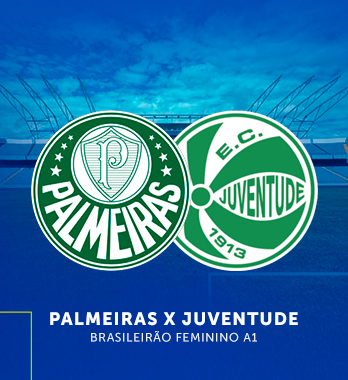 Escudo do Palmeiras e do Juventude para o jogo do Campeonato Brasileiro Feminino A1